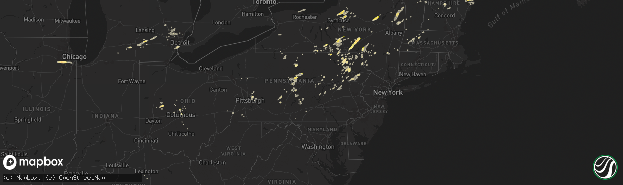 Hail map in Pennsylvania on September 11, 2013