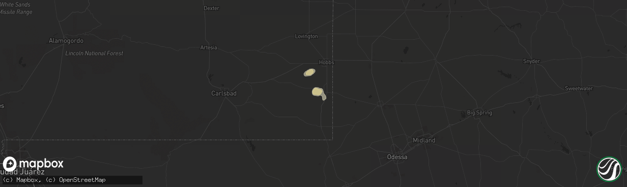 Hail map in Eunice, NM on September 11, 2014