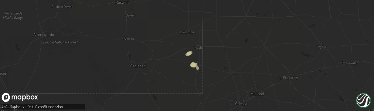 Hail map in Monument, NM on September 11, 2014