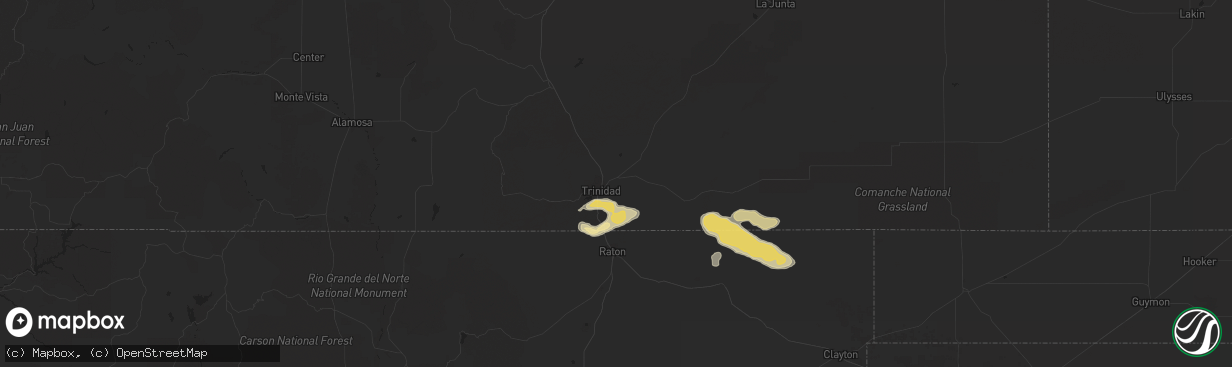 Hail map in Trinidad, CO on September 11, 2014