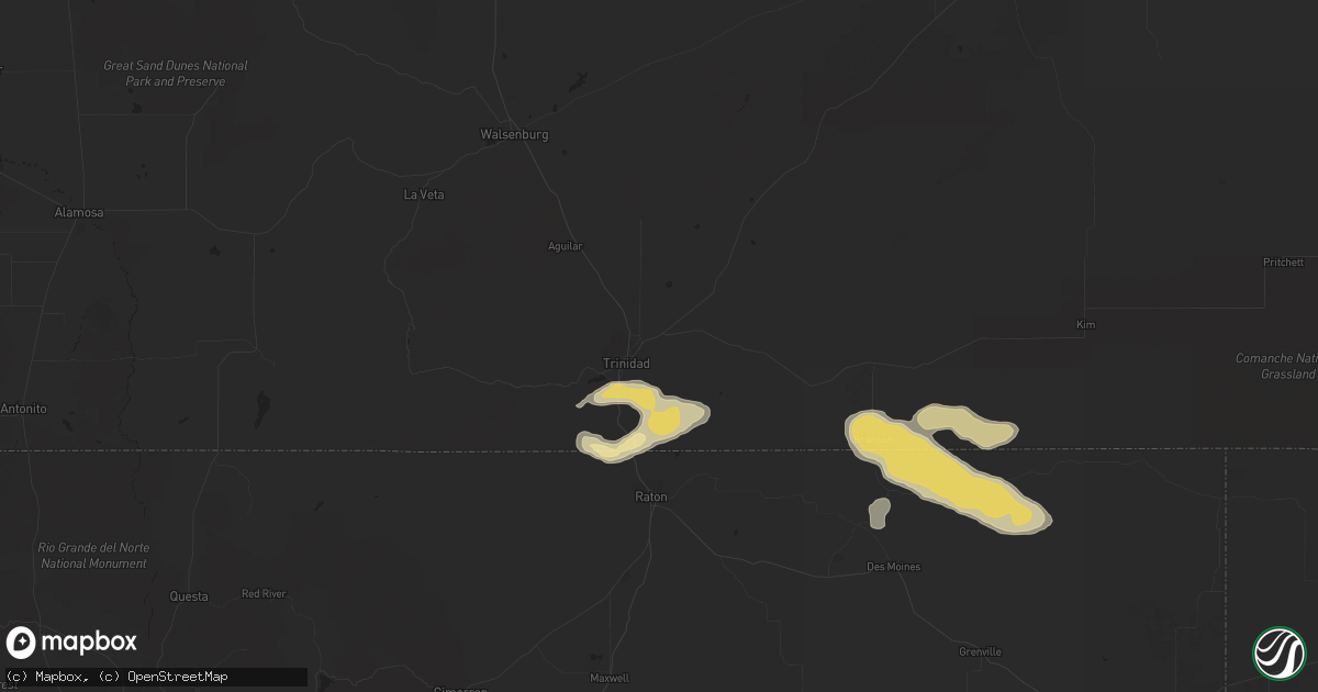 Hail map in Trinidad, CO on September 11, 2014