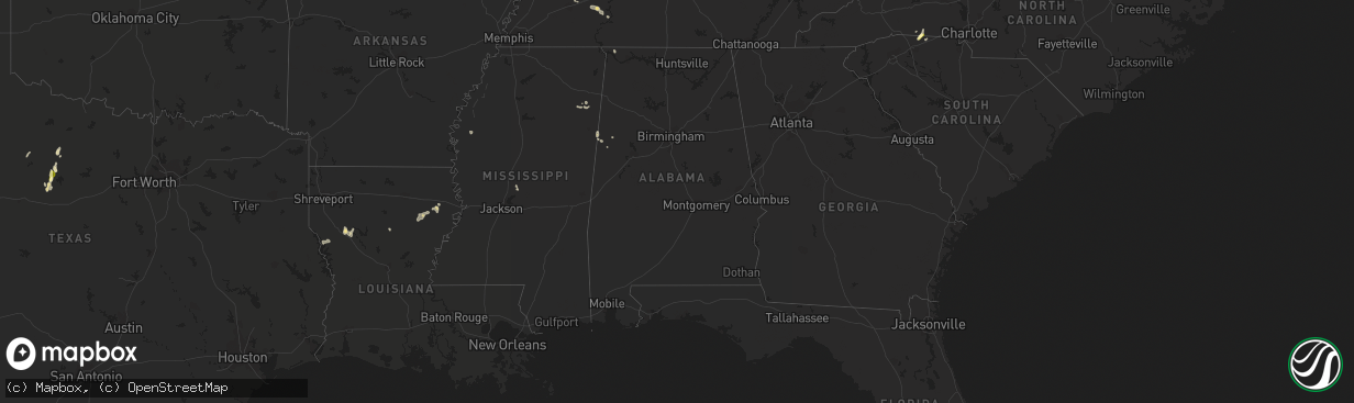 Hail map in Alabama on September 11, 2015