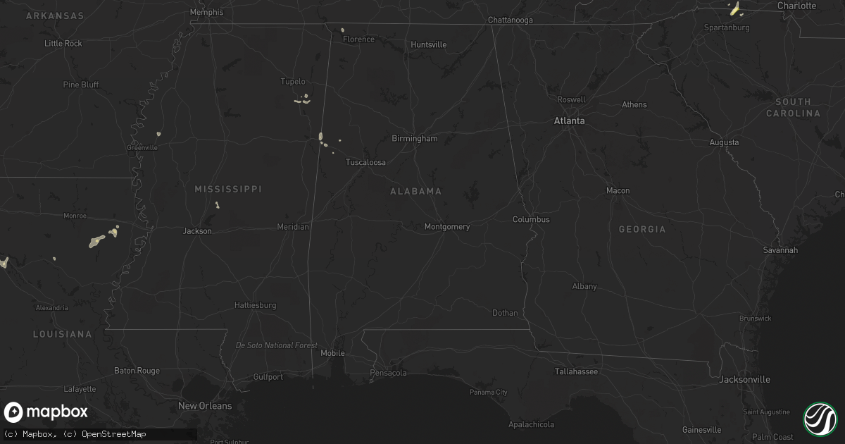 Hail map in Alabama on September 11, 2015