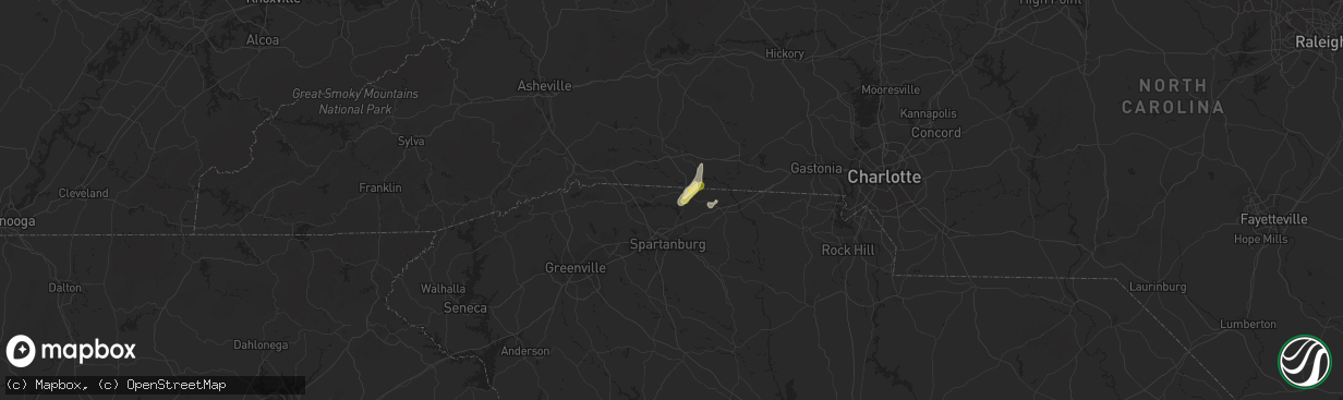 Hail map in Chesnee, SC on September 11, 2015