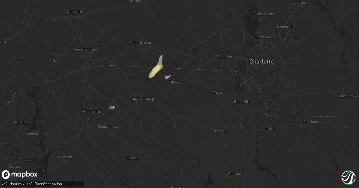 Hail map in Gaffney, SC on September 11, 2015
