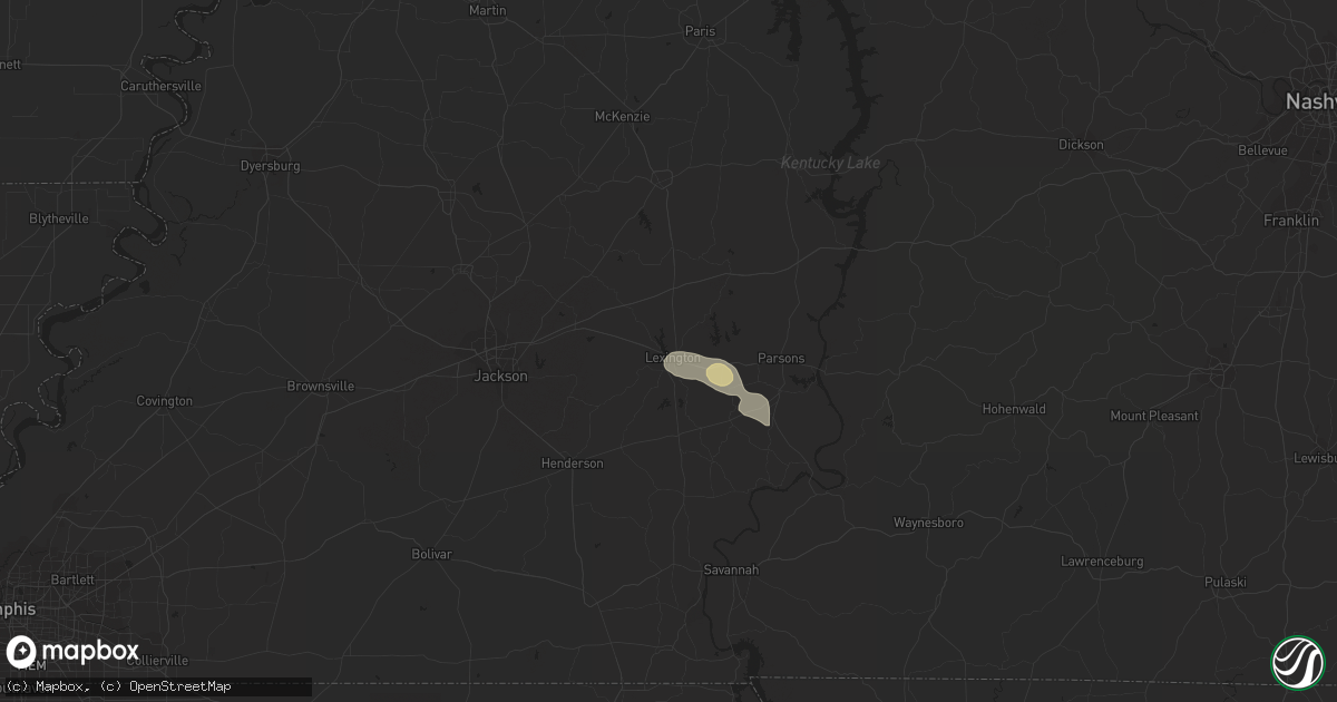 Hail map in Lexington, TN on September 11, 2015