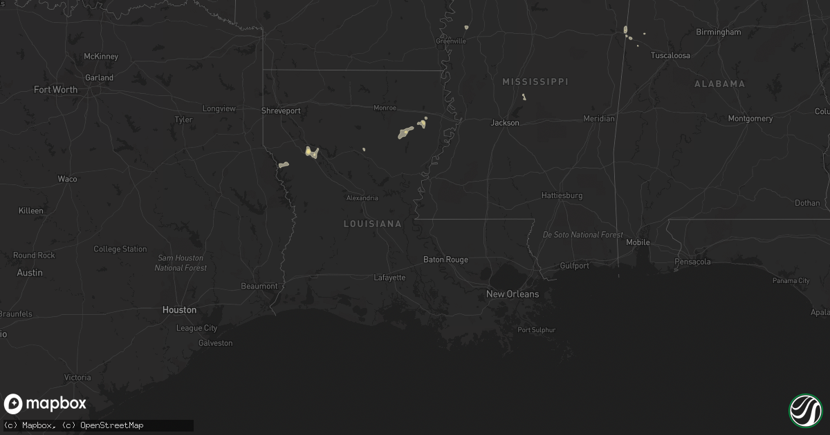 Hail map in Louisiana on September 11, 2015