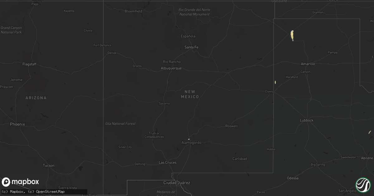 Hail map in New Mexico on September 11, 2015