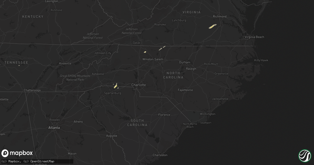 Hail map in North Carolina on September 11, 2015