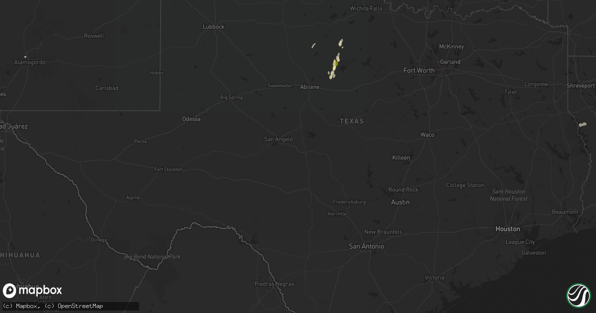 Hail map in Texas on September 11, 2015
