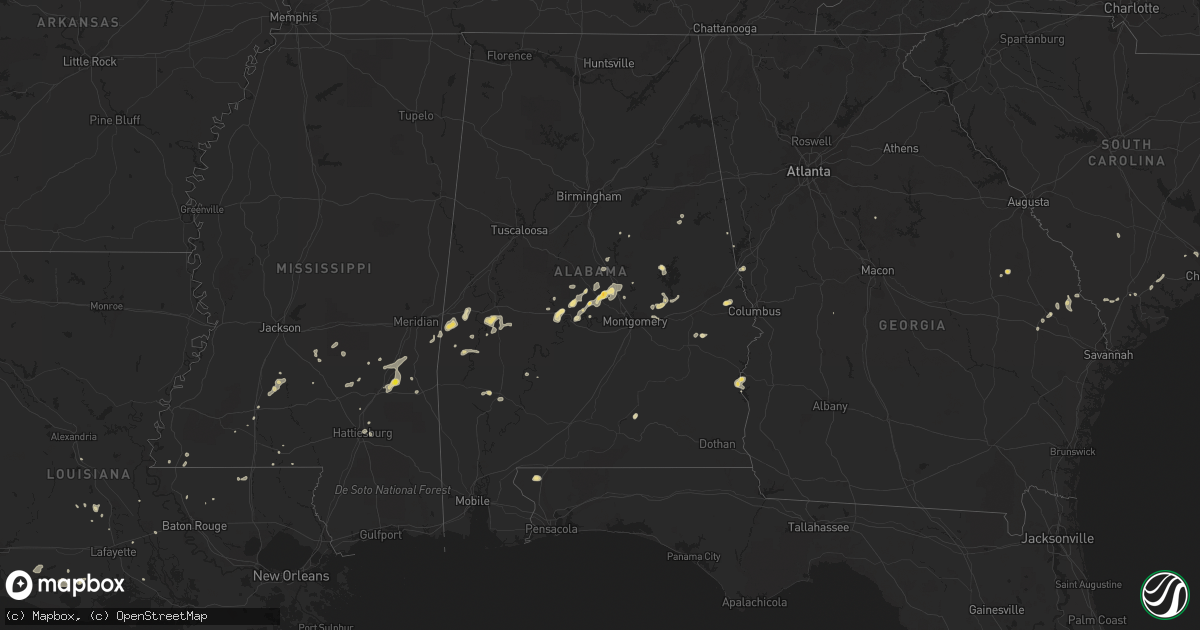 Hail map in Alabama on September 11, 2016