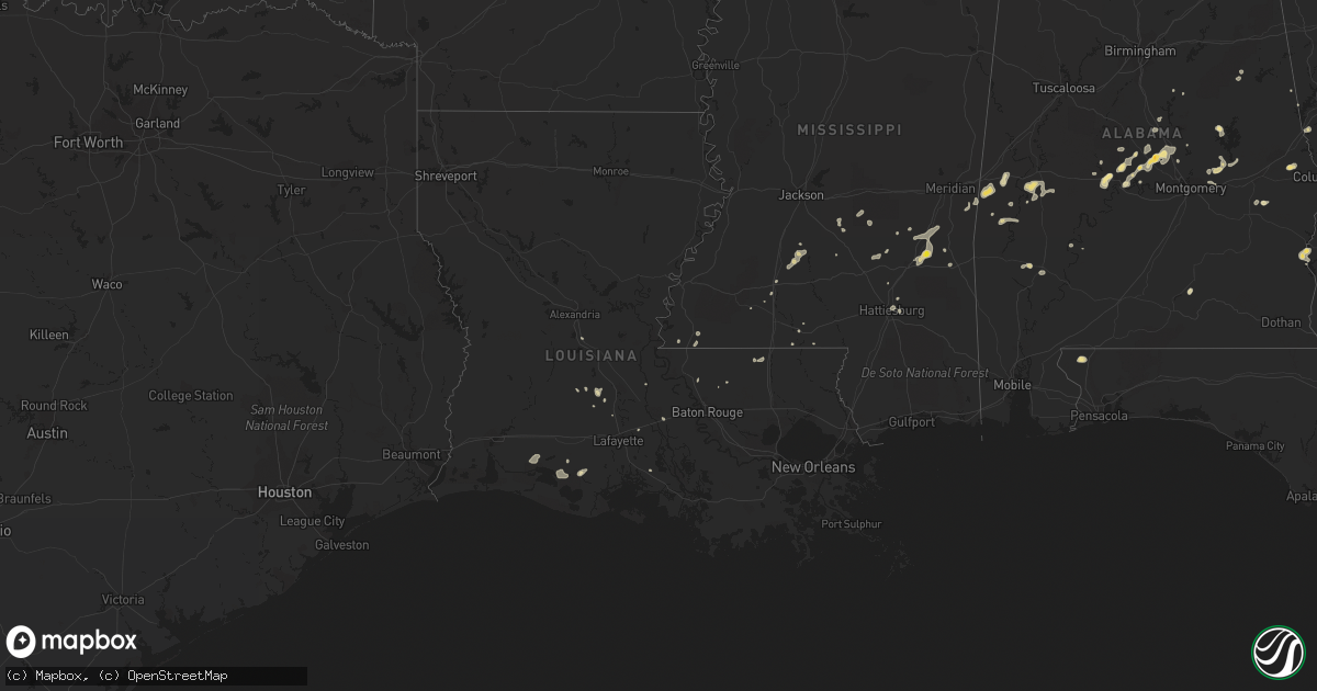 Hail map in Louisiana on September 11, 2016