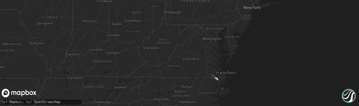Hail map in Virginia on September 11, 2016