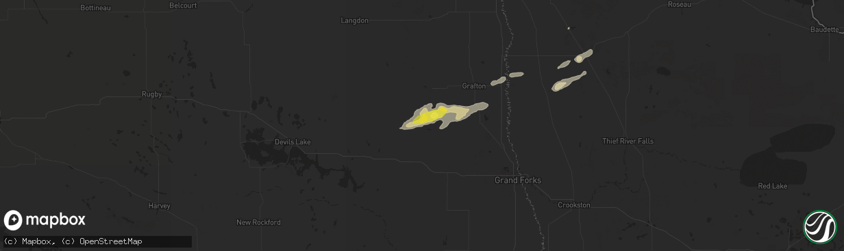 Hail map in Fordville, ND on September 11, 2018