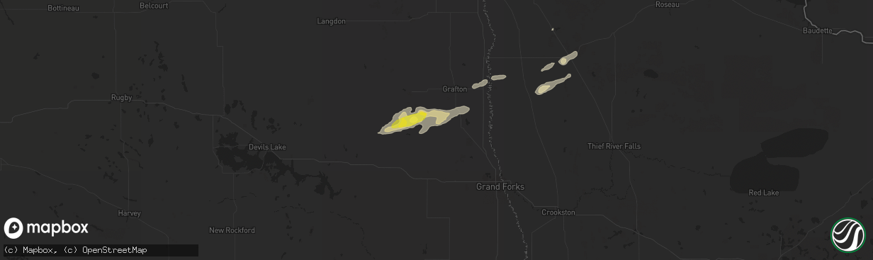 Hail map in Forest River, ND on September 11, 2018