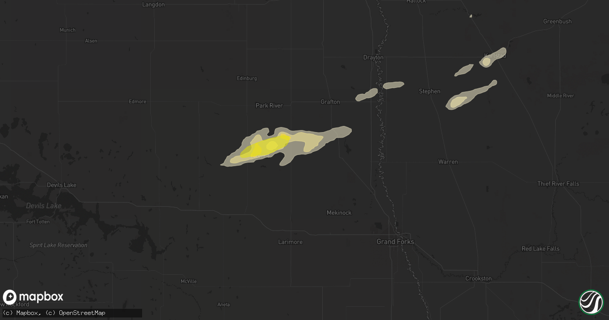 Hail map in Forest River, ND on September 11, 2018