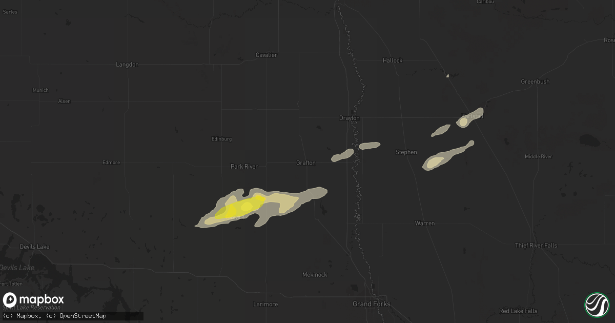 Hail map in Grafton, ND on September 11, 2018