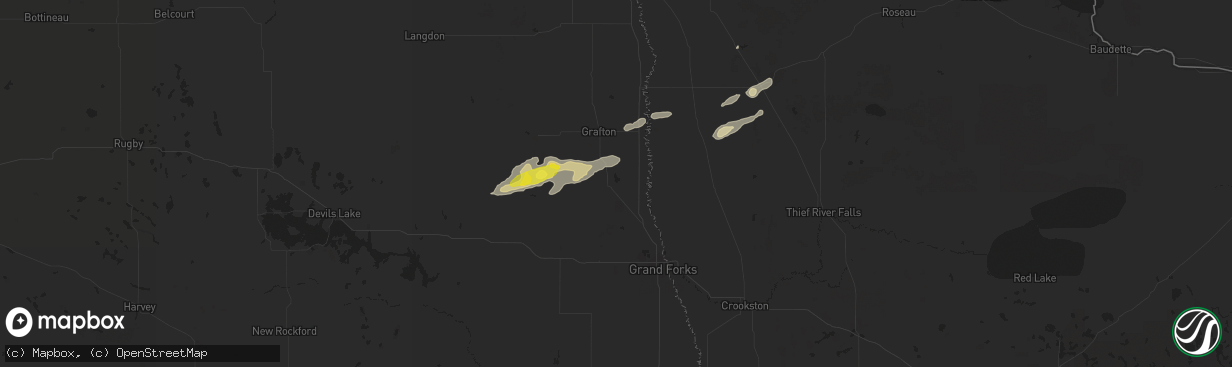 Hail map in Minto, ND on September 11, 2018