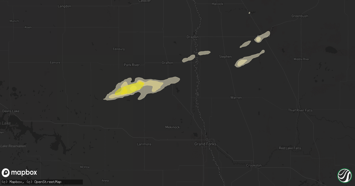 Hail map in Minto, ND on September 11, 2018