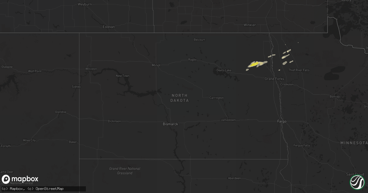 Hail map in North Dakota on September 11, 2018