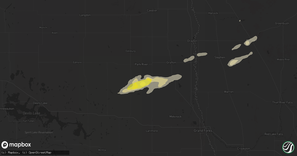 Hail map in Pisek, ND on September 11, 2018