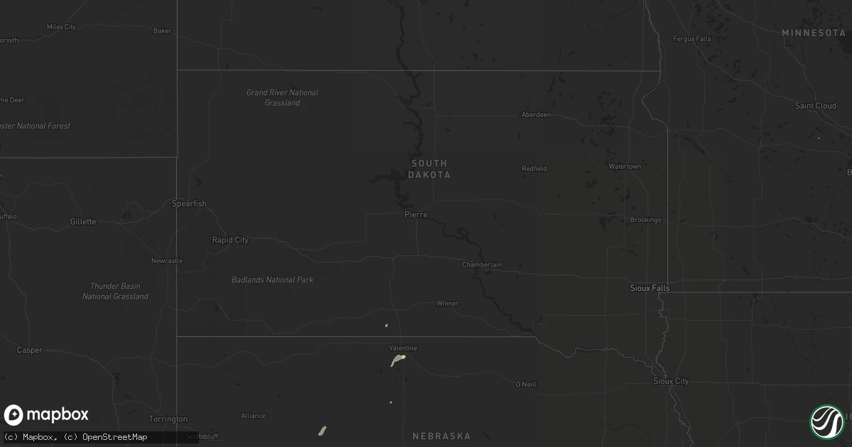Hail map in South Dakota on September 11, 2018