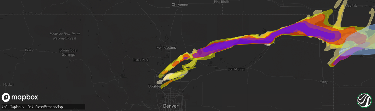 Hail map in Greeley, CO on September 11, 2019