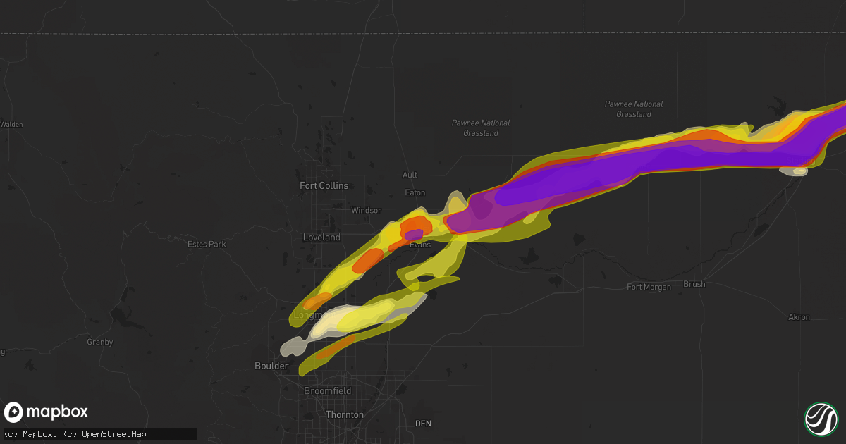 Hail map in Greeley, CO on September 11, 2019