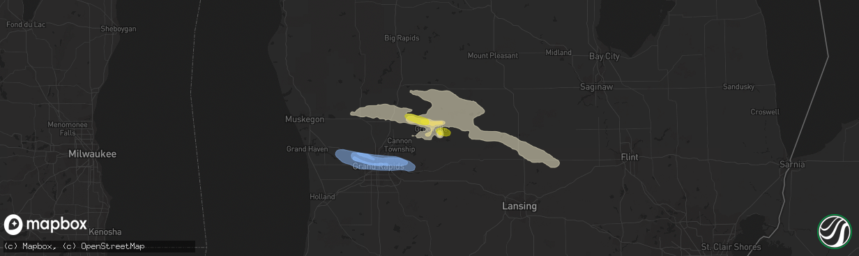 Hail map in Greenville, MI on September 11, 2019