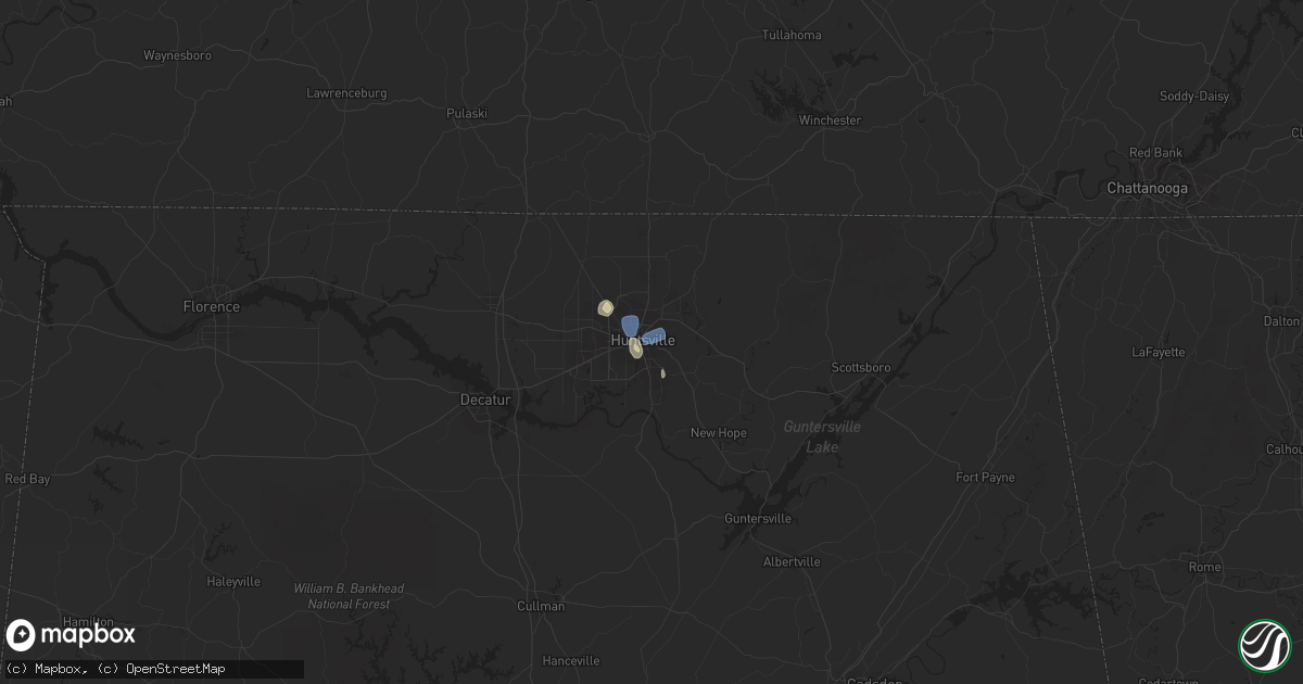 Hail map in Huntsville, AL on September 11, 2019