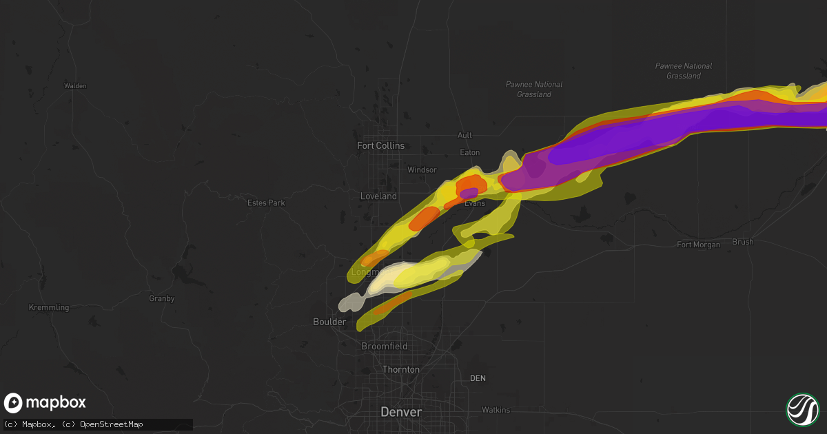 Hail map in Johnstown, CO on September 11, 2019