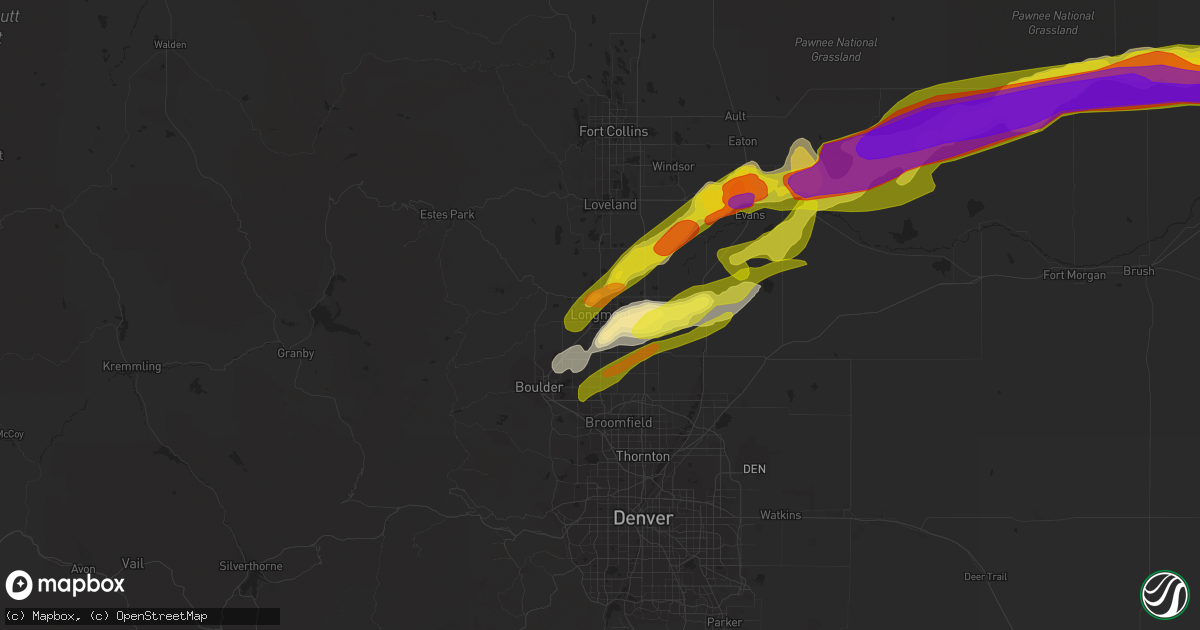 Hail map in Longmont, CO on September 11, 2019