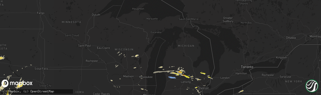 Hail map in Michigan on September 11, 2019