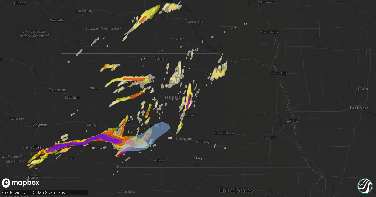 Hail map in Nebraska on September 11, 2019