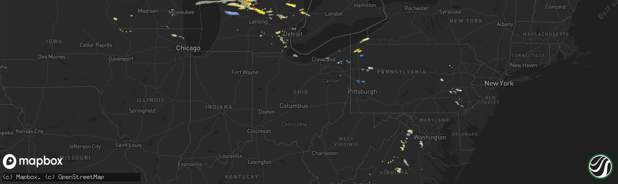 Hail map in Ohio on September 11, 2019