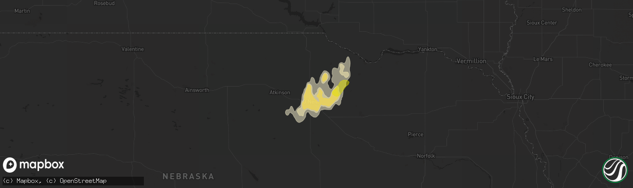 Hail map in Oneill, NE on September 11, 2019