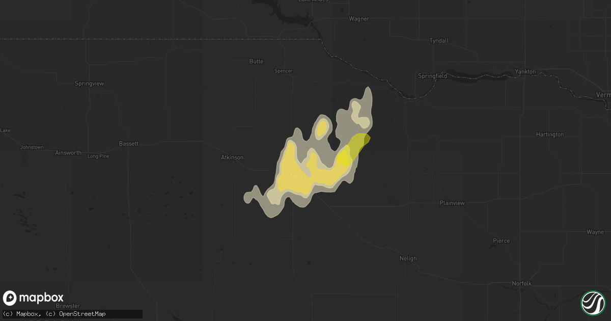 Hail map in Oneill, NE on September 11, 2019