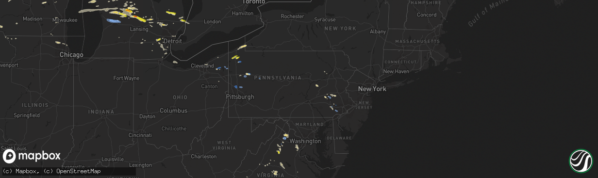 Hail map in Pennsylvania on September 11, 2019