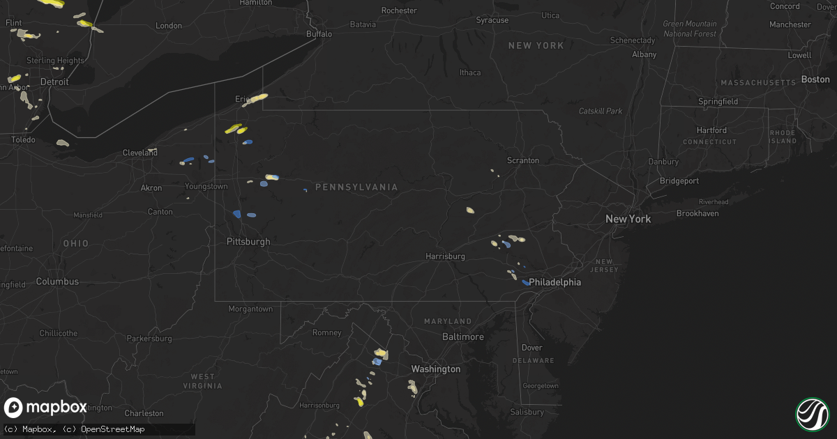 Hail map in Pennsylvania on September 11, 2019