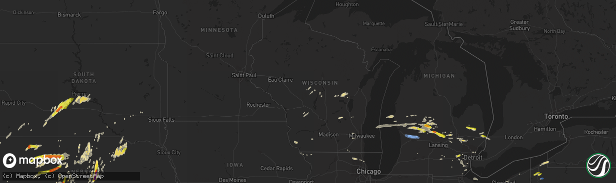 Hail map in Wisconsin on September 11, 2019