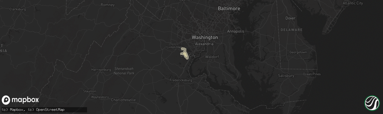 Hail map in Woodbridge, VA on September 11, 2019