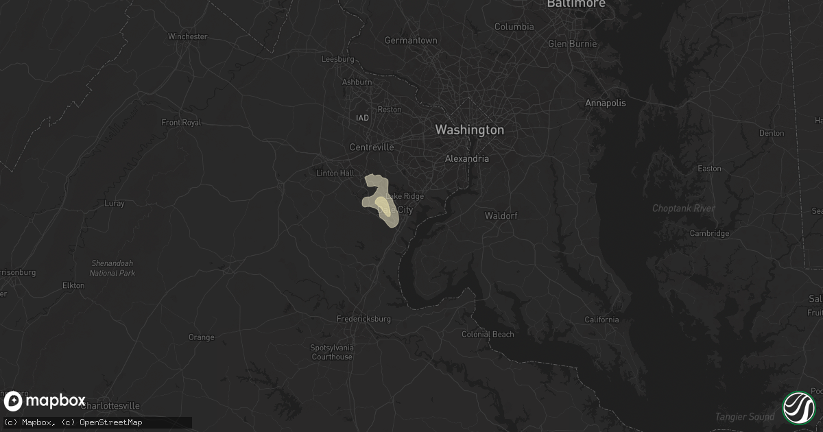 Hail map in Woodbridge, VA on September 11, 2019