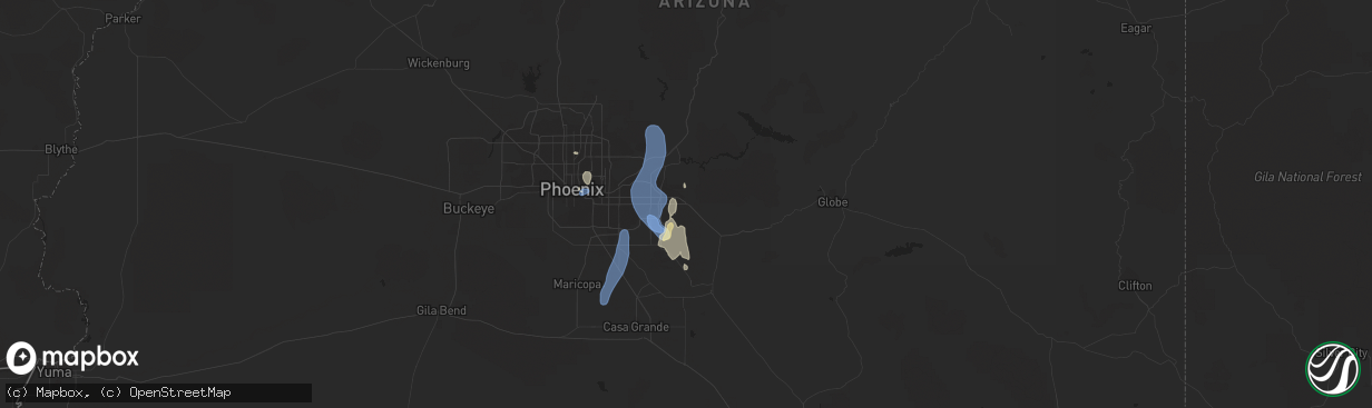 Hail map in Apache Junction, AZ on September 11, 2022