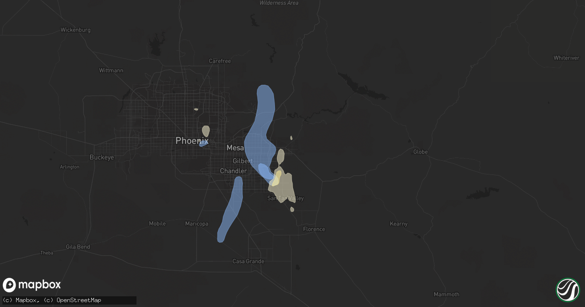Hail map in Apache Junction, AZ on September 11, 2022