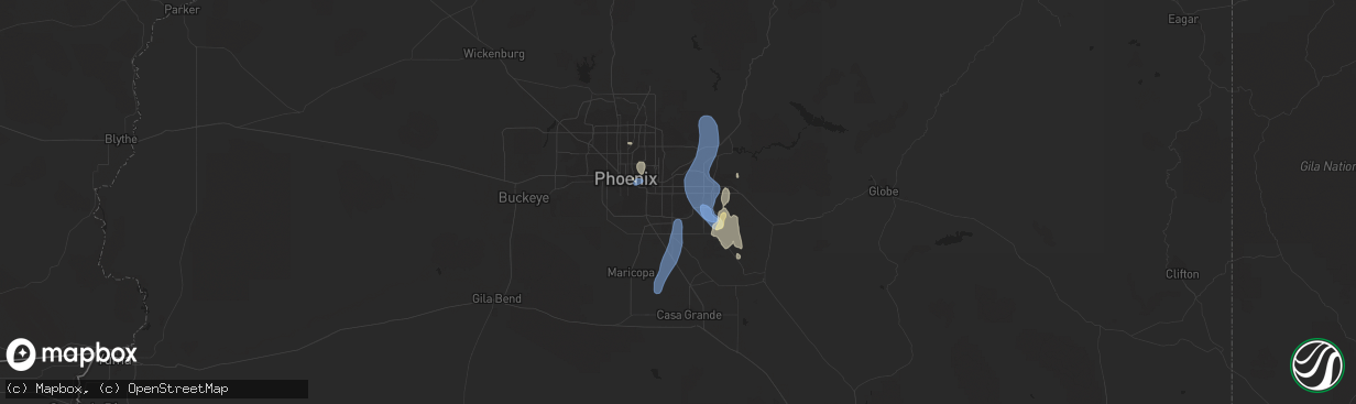 Hail map in Gilbert, AZ on September 11, 2022