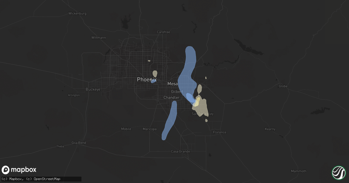 Hail map in Gilbert, AZ on September 11, 2022