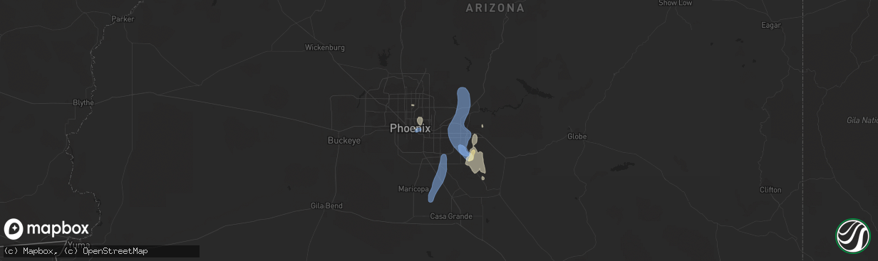 Hail map in Mesa, AZ on September 11, 2022