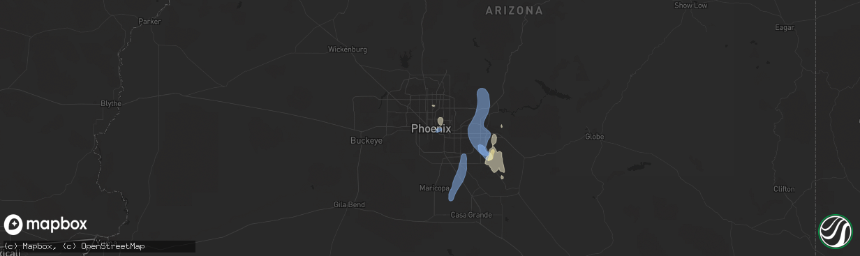 Hail map in Phoenix, AZ on September 11, 2022