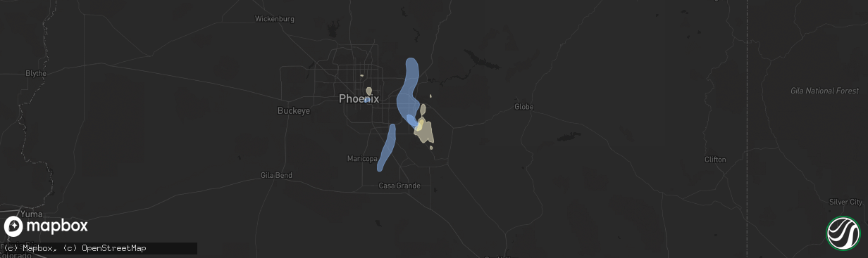 Hail map in San Tan Valley, AZ on September 11, 2022