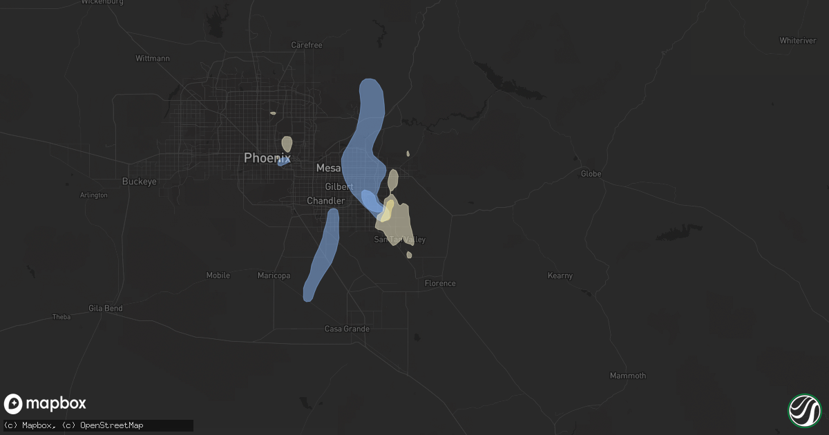 Hail map in San Tan Valley, AZ on September 11, 2022